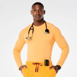 FIGS Emergency Yellow Makato Seamless Long Sleeve Underscrub Tee